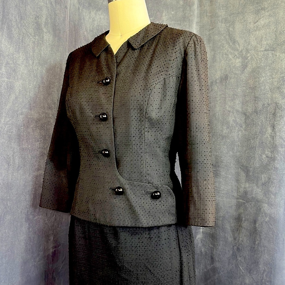 Vintage 1960s black Swiss dot cotton suit 10